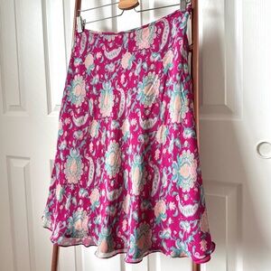 💗Ralph Lauren Silk Pink Paisley Skirt Size 8💗